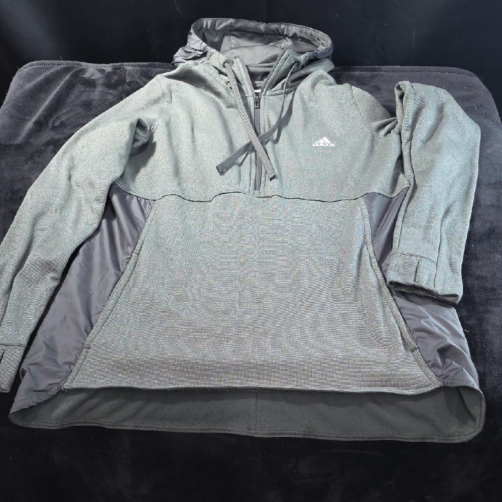 Adidas Gray Knit Hoodie with Logo